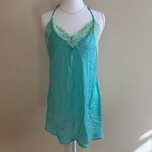 Victoria's Secret Teal Lace Slip Dress Sz M Whimsical Fairy